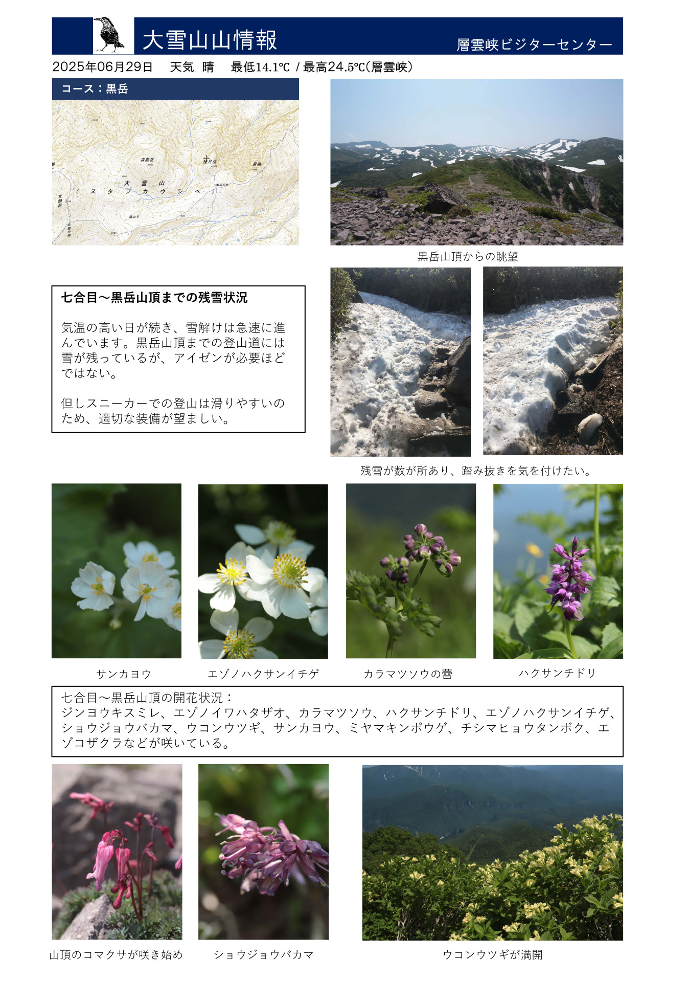 黒岳】 Mt.Kurodake 登山道情報 - 大雪山国立公園連絡協議会